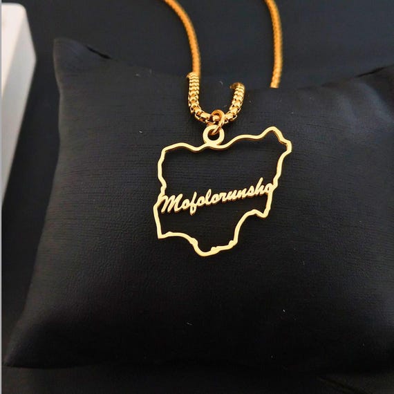 ナイジェリアのアフリカ地図ペンダントネックレス ゴールドカラージュエリー レディース メンズ アフリカ地図ジュエリー Africa 並行輸入品 ナイジェリアのアフリカ地図ペンダントネックレス ゴールドカラー