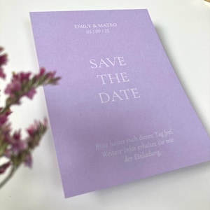Individuelle Save the Date Karten, Save the Date Einladungen, DIN A6 Karten mit Weißdruck