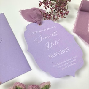 elegante Save the Date Karten, vintage  Einladungen, DIN A6 Karten mit Weißdruck