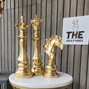 Luxury Chess Set Statue, 3 Pieces Chess Set, Chess Figurine, Chess Set Sculpture, Chess Statue,Chess Figurine Decor Statue,Unique Chess Gift