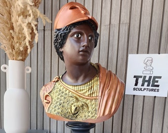 Large Athena Bust Statue: Hand-Painted Greek Goddess Decor