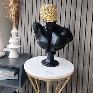 Large David Sculpture Statue, David Bust Statue, Black and Gold Sculpture Roman Sculpture Statues, Greek Bust Statue, Greek Statue Decor