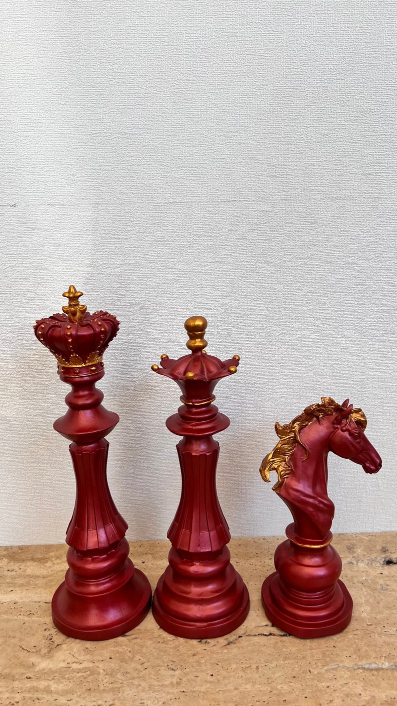 Luxury Chess Set Statue, 3 Pieces Chess Set, Chess Figurine, Chess Set