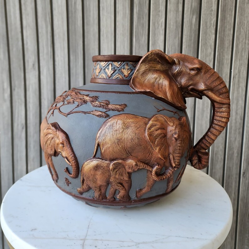 Elephant Figure Safari Vase Large African Elephant Vase Home Etsy