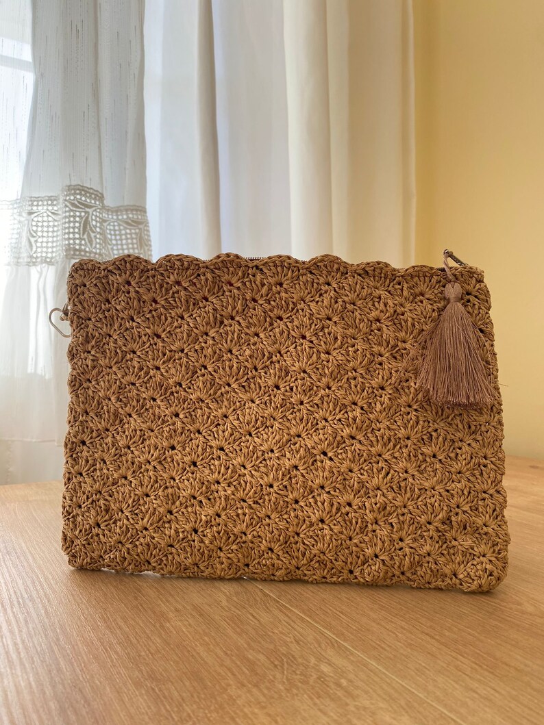 Knitted Lined Paper Rope Bag Crochet Paper Rope Shoulder - Etsy