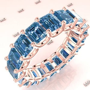 Natural London Blue Topaz Engagement Band Matching Blue Topaz Eternity Band Wedding Blue Topaz Wedding Band Silver Full Eternity Bridal Band