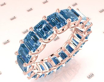 Natural London Blue Topaz Engagement Band Matching Blue Topaz Eternity Band Wedding Blue Topaz Wedding Band Silver Full Eternity Bridal Band