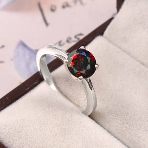 Vintage black fire opal ring for women,fire opal ring, Black opal ring, Black opal jewelry, Minimalist ring,925 Silver Wedding Promise Gift.