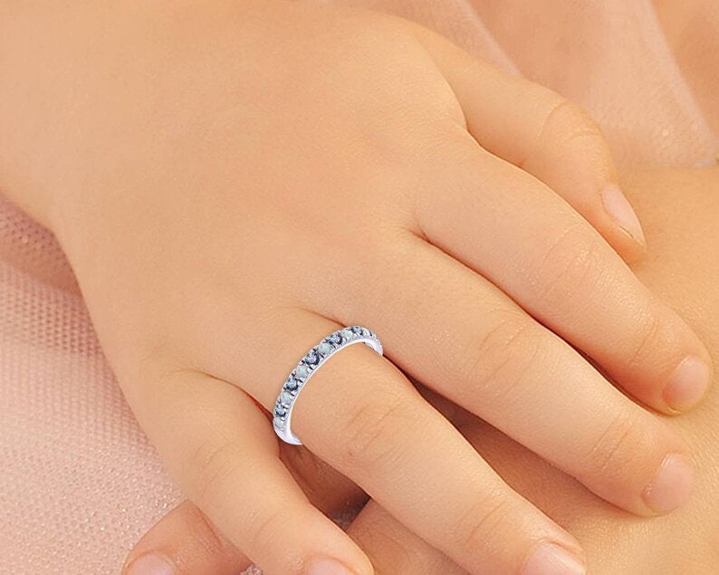 Alexandrite opal Band Ring Opal & Alexandrite Ring, Opal Wedding Band, Alexandrite Opal Ring, Opal Eternity Ring, 925 Sterling Silver Ring.