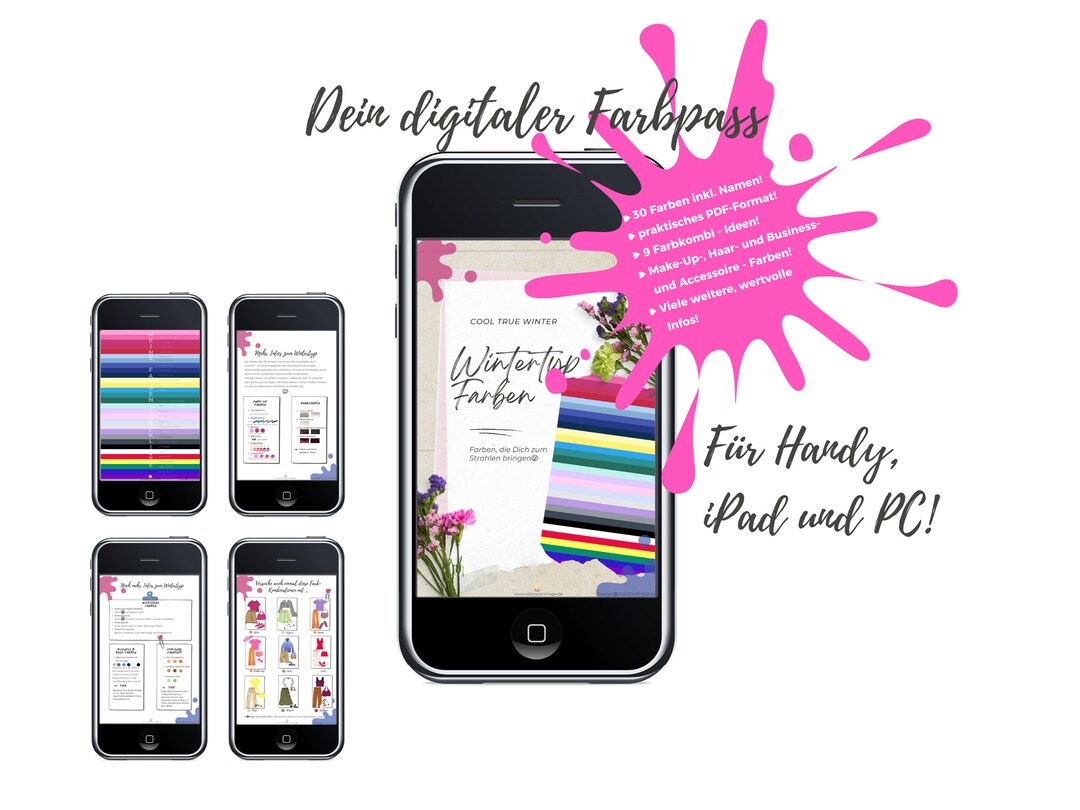 Wintertype/cool Winter/true Winter, Digital Color Swatch/guide, German ...