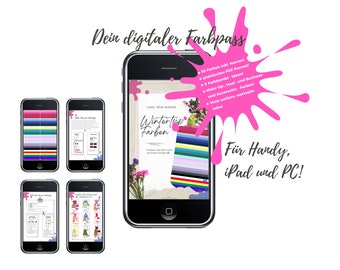 Wintertype/Cool Winter/True Winter, digital color swatch/guide, German language, make-up-, accessory-, business-,  hair-colors, PDF download