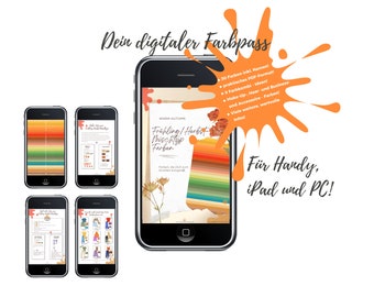 Warm Autumn, spring/autumn-mixtype, digital color swatch/guide, German language, make-up-, accessory-, business-, hair-colors, pdf download