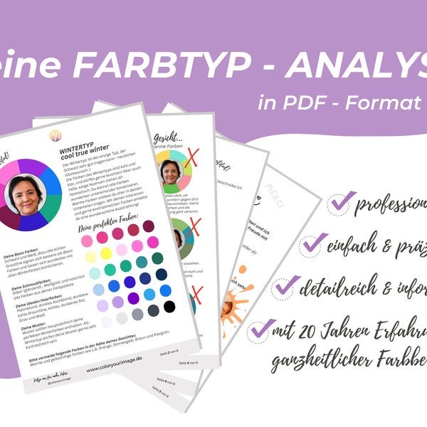 Farbtyp-Analyse-deine perfekten Farben>Make-Up-,Schmuck-,Basic- und Haarfarben-Wie kühle&warme Farben dein Gesicht beeinflussen-digital-PDF