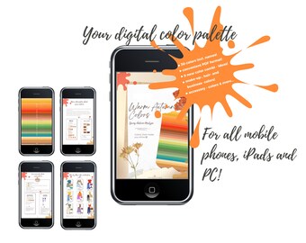Warm Autumn, digital color swatch in English language, your perfect make-up-, accessory-, business- and hair-colors, PDF download