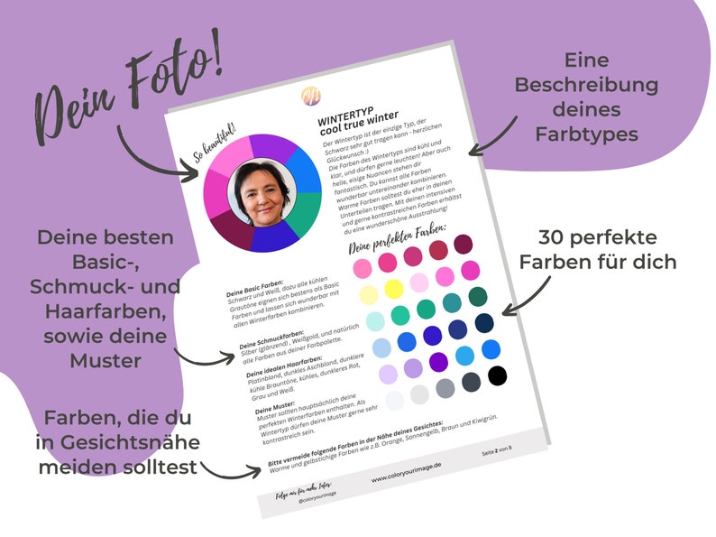 Farbtyp-Analyse-deine perfekten FarbenMake-Up,Schmuck,Basic und Haarfarben-Wie kühle&warme Farben dein Gesicht beeinflussen-digital-PDF Bild 3