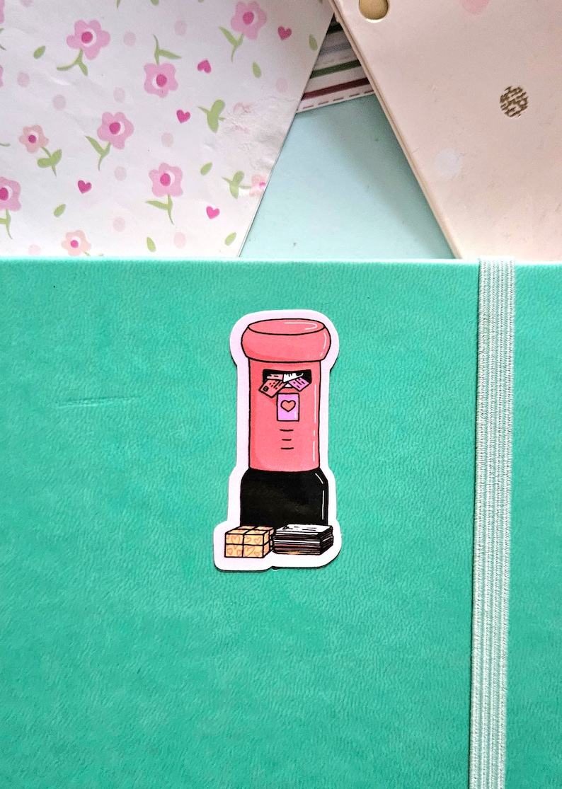 VALENTINES DAY STICKER Post Box Pillar Box Hearts Valentines Gift