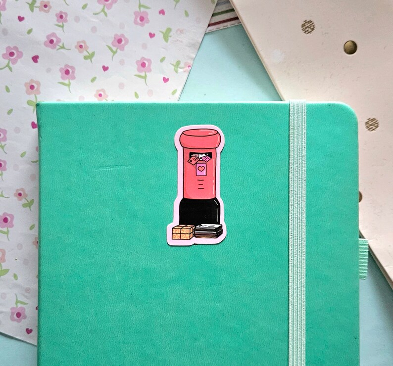 VALENTINES DAY STICKER Post Box Pillar Box Hearts Valentines Gift