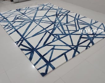 Alfombra abstracta moderna para sala de estar, dormitorio, alfombra de lana con mechones hechos a mano de diseñador contemporáneo que se puede personalizar en cualquier forma, tamaño y color.