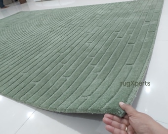 8x10 grüner Premium-Qualitätsteppich für Wohnzimmer Der zeitgenössische Designerwollteppich kann in jeder Farbformgröße 9x12 12x15 10x14 besonders angefertigt werden