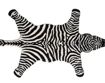 handmade tufted zebra rug for living room , bedroom and kidsroom , zebra skin pattern wool rug