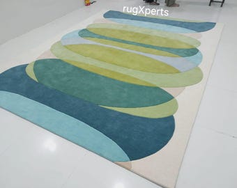 Premium quality high low pile ivory white area rug for living room designer hand tufted wool rug can customize in any color size shape