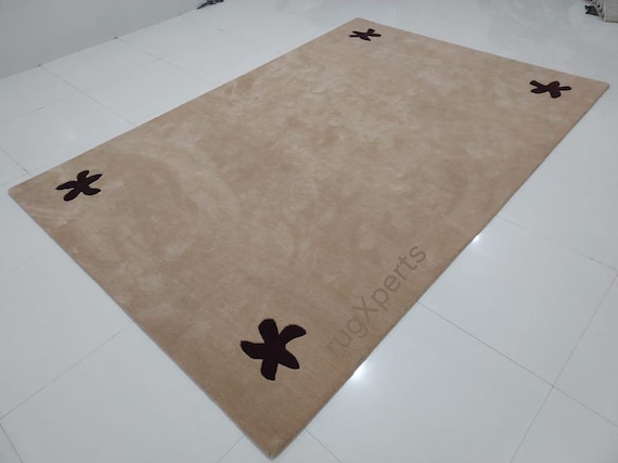 Premium quality beige choco brown area rug for living room designer hand tufted wool rug can be customize in any color size shape