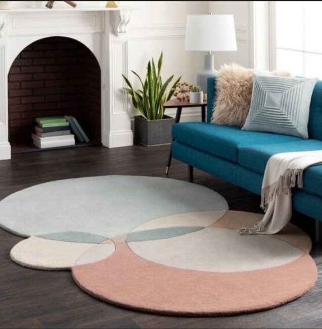 Modern Geometric Odd Shape Area Rug for Living Room , Bedroom