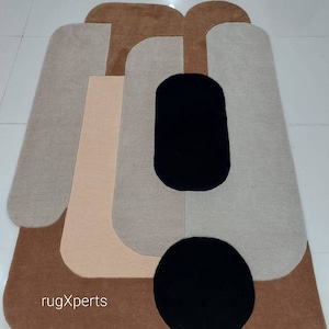 Modern abstract odd shape area rug for living room , bedroom , contemporary designer hand tufted wool rug8x10 9x12 10x14 12x15 12x18.