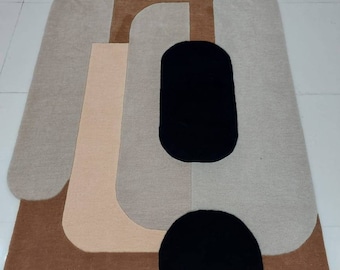 Modern abstract odd shape area rug for living room , bedroom , contemporary designer hand tufted wool rug8x10 9x12 10x14 12x15 12x18.