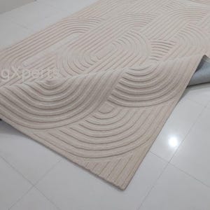 Beige  area rug for living room , bedroom , contemporary designer hand tufted wool rug can be customize in any shape size and color