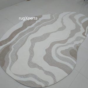 6x9 odd shape natural ivory wool area rug for living room,contemporary designer hand tufted wool rug 8x10 9x12 10x14 7x10 7x9 customizable