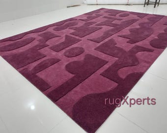 Premium quality maroon burgundy   area rug for living room,contemporary designer hand tufted  wool rug 8x10 9x12 10x14 7x10 7x9 8x11 rug