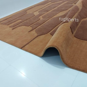 Modern abstract area rug for living room , bedroom , contemporary designer hand tufted wool rug