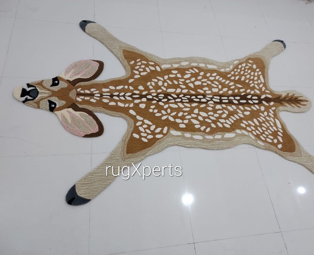 Handmade Tufted Designer Natural Deer Rug for Living Room Etsy