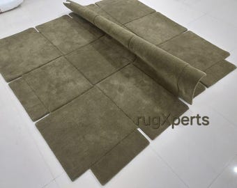 Premium quality green area rug for living room designer hand tufted wool rug 8x10 9x12 feet   rug customize in any color size shape