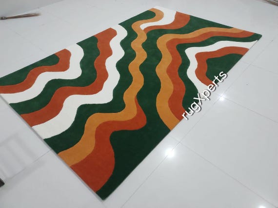 Premium quality zigzag multi color rug for living room designer hand tufted wool rug 8x10 9x12 feet rug customize in any color size shape