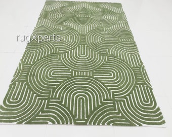 modern abstract handmade solid color high low area rug for living room , bedroom , contemporary designer hand tufted wool rug