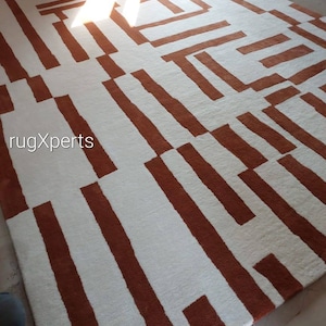 modern abstract 8x10  area rug wool  for living room , bedroom , customizable designer hand tufted  New Zealand wool rug 6x9 7x10 8x11 9x12
