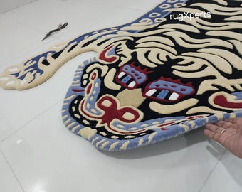 handmade tufted tibetan tiger rug for living room , bedroom and kidsroom , tibetan tiger wool rug
