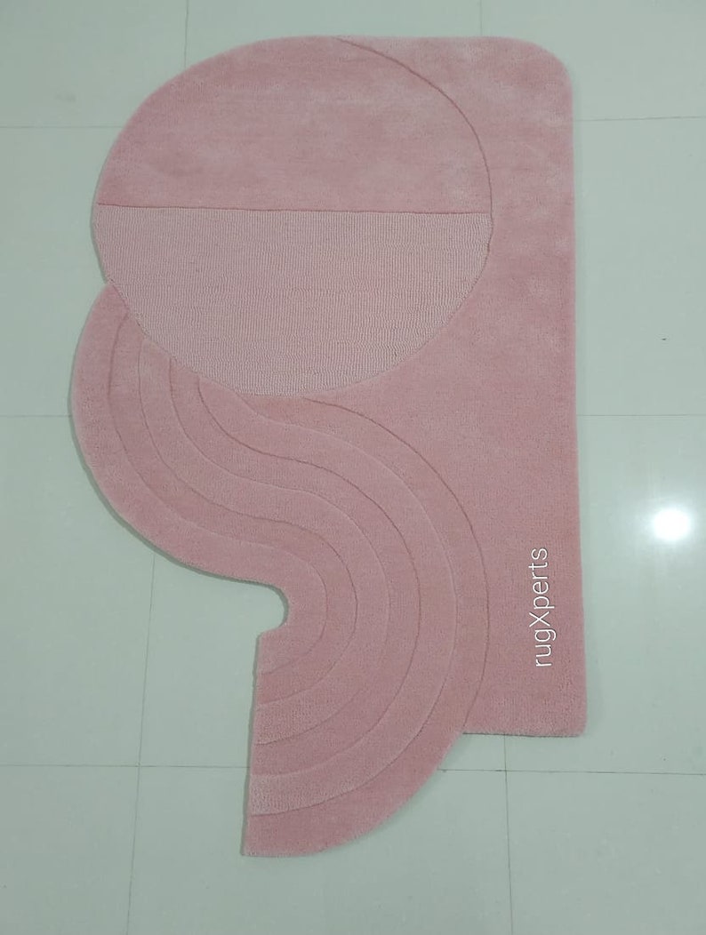 5x8 Charcoal Wool Odd Shape Area Rug for Living Room , Bedroom