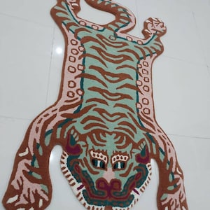 handmade tufted tibetan tiger rug for living room , bedroom and kidsroom , tibetan tiger wool rug