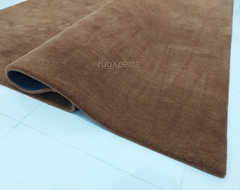 Premium quality golden brown area rug for living room designer hand tufted wool rug 8x10 9x12 feet   rug customize in any color size shape