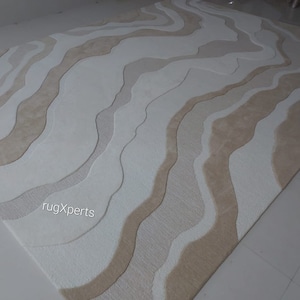 Premium quality natural beige ivory area rug for living room contemporary designer hand tufted wool rug can be customize in shape size color