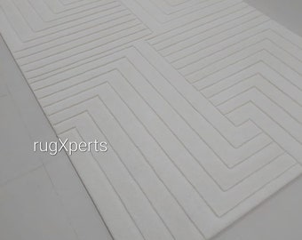 handmade tufted solid color embossed area rug for living room , bedroom , contemporary designer wool rug