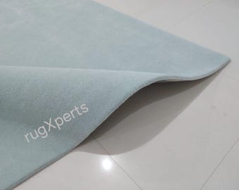 Premium quality ice blue area rug for living room designer hand tufted wool rug 8x10 9x12 feet   rug customize in any color size shape