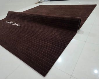 Premium quality chocolate brown area rug for living room contemporary hand tufted  Newzealand wool rug can be customize in any color shape