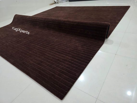 Premium quality chocolate brown area rug for living room contemporary hand tufted  Newzealand wool rug can be customize in any color shape