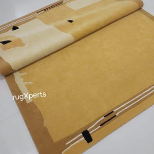 Mustard gold area rug for living room , bedroom , contemporary designer hand tufted wool rug can be customize in any shape size and color