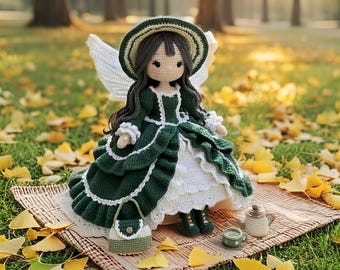 Patrón de ganchillo en PDF para muñeca Bluebell Picnic, adorable peluche amigurumi, regalo de primavera para hacer tú mismo, decoración del hogar, tutorial de descarga instantánea.