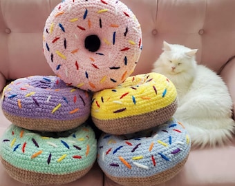 Almohada de peluche suave con forma de donut, lindo juguete de peluche con forma de donut, cojín acogedor, regalo para niños, decoración del hogar, tacto suave